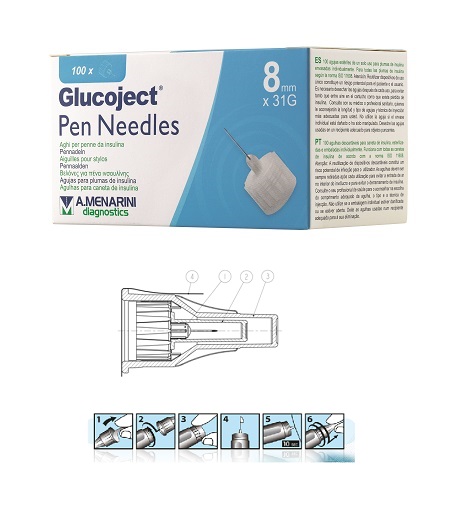 AGO PER PENNA DA INSULINA GLUCOJECT LUNGHEZZA 8 MM GAUGE 31 100 PEZZI - Farmacia Dott. Pasquale Russo