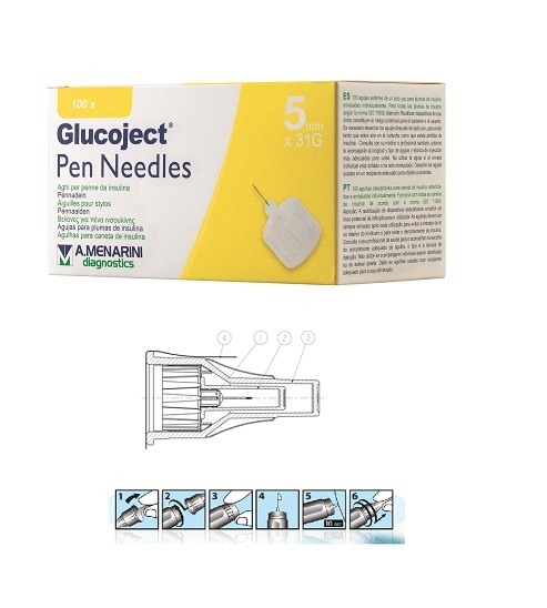 AGO PER PENNA DA INSULINA GLUCOJECT LUNGHEZZA 5 MM GAUGE 31 100 PEZZI - Farmacia Dott. Pasquale Russo