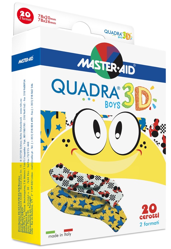CEROTTO MASTER-AID QUADRA 3D BOYS 20 PEZZI ASSORTITI - Farmacia Dott. Pasquale Russo