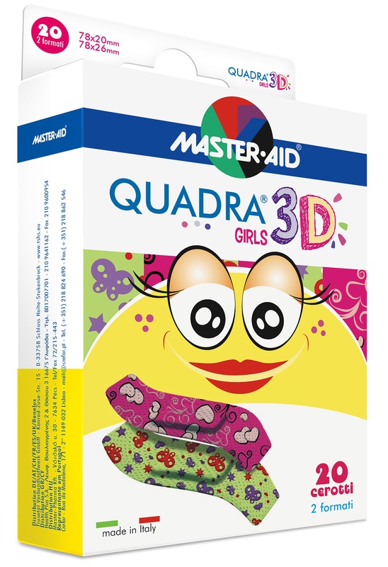 CEROTTO MASTER-AID QUADRA 3D GIRLS 20 PEZZI ASSORTITI - Farmacia Dott. Pasquale Russo