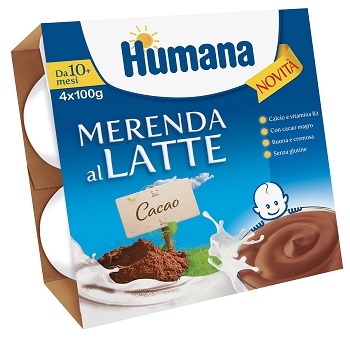 HUMANA MERENDA AL LATTE GUSTO CIOCCOLATO 100 G 4 PEZZI - Farmacia Dott. Pasquale Russo