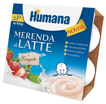 HUMANA MERENDA AL LATTE GUSTO FRAGOLA 100 G 4 PEZZI - Farmacia Dott. Pasquale Russo