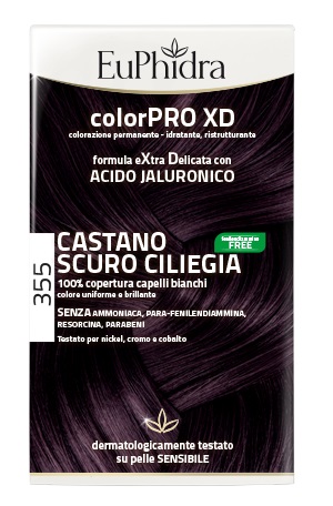 EUPHIDRA COLORPRO XD 355 CASTANO SCURO CILIEGIA GEL COLORANTE CAPELLI IN FLACONE + ATTIVANTE + BALSAMO + GUANTI - Farmacia Dott. Pasquale Russo