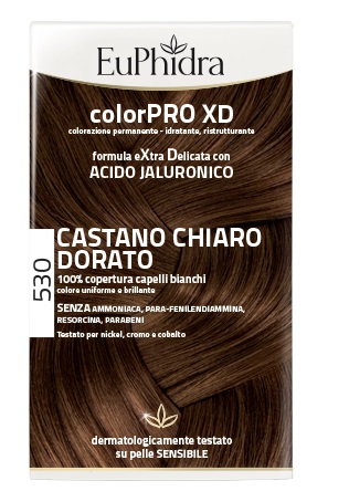 EUPHIDRA COLORPRO XD 530 CASTANO CHIARO DORATO GEL COLORANTE CAPELLI IN FLACONE + ATTIVANTE + BALSAMO + GUANTI - Farmacia Dott. Pasquale Russo