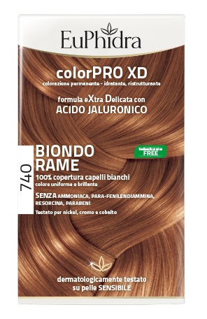 EUPHIDRA COLORPRO XD 740 BIONDO RAME GEL COLORANTE CAPELLI IN FLACONE + ATTIVANTE + BALSAMO + GUANTI - Farmacia Dott. Pasquale Russo