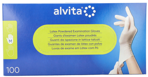 GUANTI DA ISPEZIONE ALVITA IN LATTICE TALCATI M 100 PEZZI - Farmacia Dott. Pasquale Russo