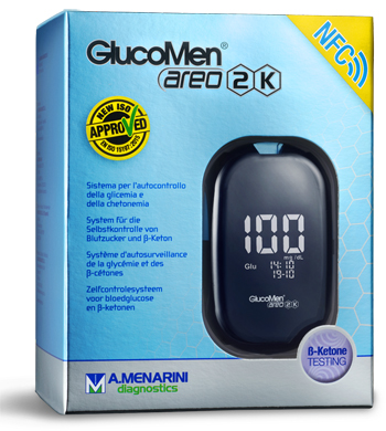 GLUCOMETRO GLUCOMEN AREO 2K PER AUTOMISURAZIONE DELLA GLICEMIA DA SANGUE INTERO CAPILLARE DIMENSIONE 85,5X56X18,2 MM PESO 46 G - Farmacia Dott. Pasquale Russo