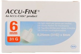 AGO PER PENNA DA INSULINA ACCU-FINE PEN NEEDLE ACCU-CHEK GAUGE 31 X 6MM 100 PEZZI - Farmacia Dott. Pasquale Russo