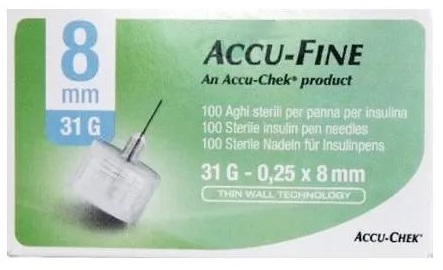 AGO PER PENNA DA INSULINA ACCU-FINE PEN NEEDLE ACCU-CHEK GAUGE 31 X 8MM 100 PEZZI - Farmacia Dott. Pasquale Russo