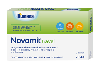 NOVOMIT TRAVEL 12 GOMME DA MASTICARE GUSTO ARANCIA - Farmacia Dott. Pasquale Russo