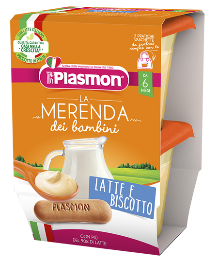 PLASMON LA MERENDA DEI BAMBINI MERENDE LATTE BISCOTTO ASETTICO 2 X 120 G - Farmacia Dott. Pasquale Russo