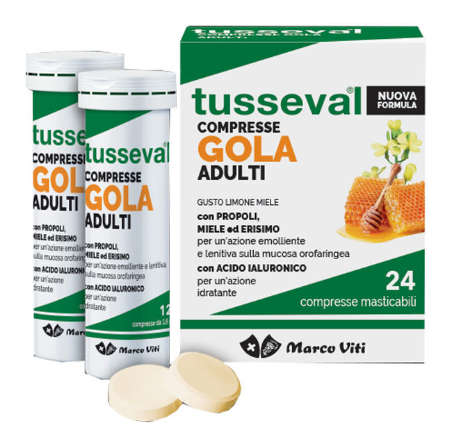 TUSSEVAL GOLA ADULTI 24 COMPRESSE MASTICABILI LIMONE E MIELE - Farmacia Dott. Pasquale Russo