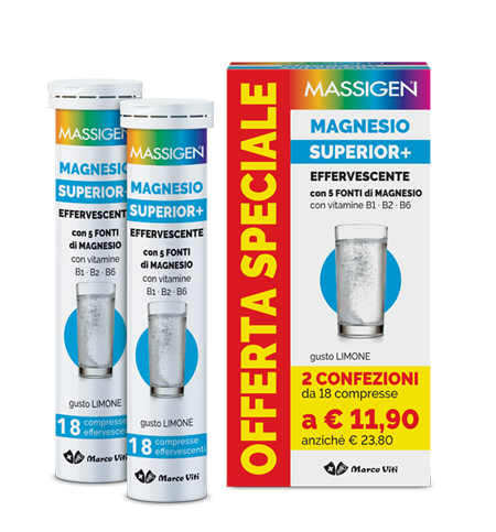 MASSIGEN MAGNESIO SUPERIOR 18+18 COMPRESSE EFFERVESCENTI - Farmacia Dott. Pasquale Russo