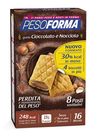 PESOFORMA BISCOTTO CIOCCOLATO NOCCIOLA 16 PEZZI 33 G - Farmacia Dott. Pasquale Russo
