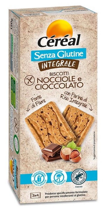 CEREAL SENZA GLUTINE INTEGRALE BISCOTTI NOCCIOLE E CIOCCOLATO 150 G - Farmacia Dott. Pasquale Russo
