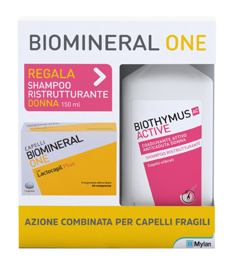BIOMINERAL ONE LACTOCAPIL 30 COMPRESSE + BIOTHYMUS SHAMPOO DONNA RISTRUTTURANTE 150 ML - Farmacia Dott. Pasquale Russo