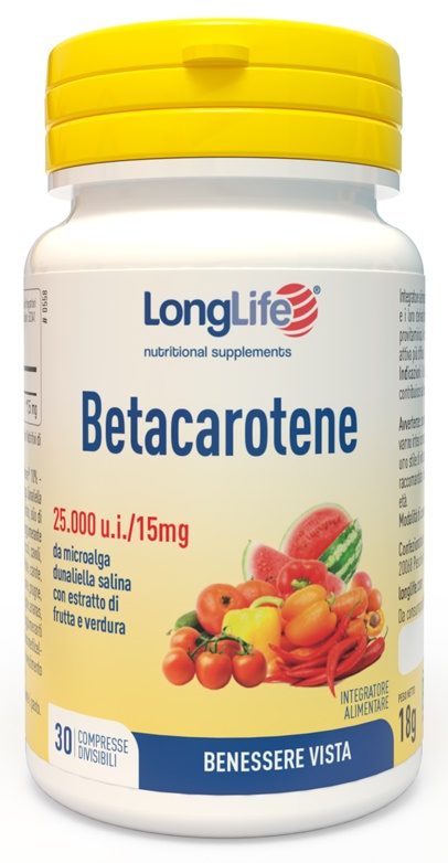 LONGLIFE BETACAROTENE 25000 UI 30 COMPRESSE - Farmacia Dott. Pasquale Russo