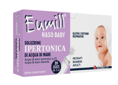 EUMILL NASO BABY SOLUZIONE IPERTONICA 20 CONTENITORI MONODOSE 5 ML - Farmacia Dott. Pasquale Russo