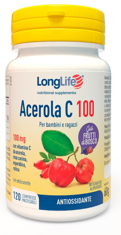 LONGLIFE ACEROLA C100 FRUTTI DI BOSCO 120 COMPRESSE MASTICABILI - Farmacia Dott. Pasquale Russo
