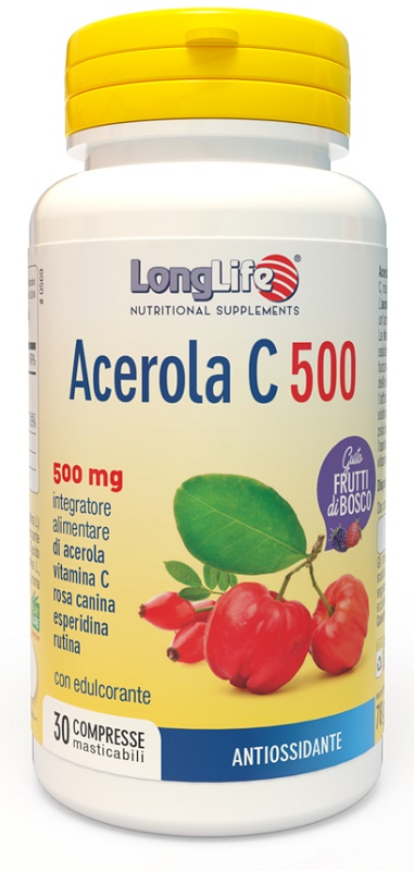 LONGLIFE ACEROLA C500 FRUTTI DI BOSCO 30 COMPRESSE MASTICABILI - Farmacia Dott. Pasquale Russo