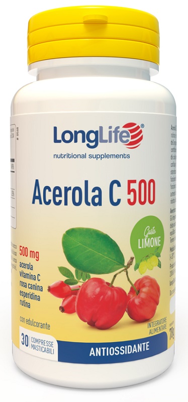 LONGLIFE ACEROLA C500 LIMONE 30 COMPRESSE MASTICABILI - Farmacia Dott. Pasquale Russo