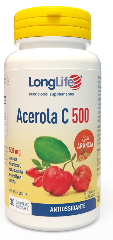 LONGLIFE ACEROLA C500 ARANCIA 30 COMPRESSE MASTICABILI - Farmacia Dott. Pasquale Russo