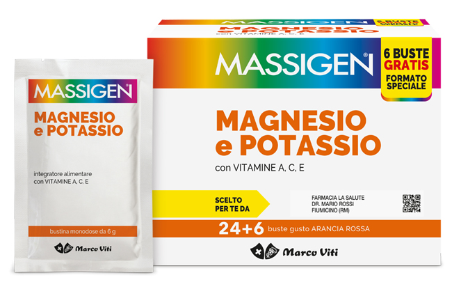 MASSIGEN MAGNESIO POTASSIO 24 BUSTINE + 6 BUSTINE - Farmacia Dott. Pasquale Russo