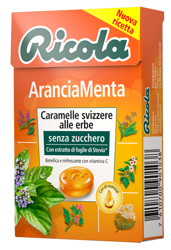 RICOLA ARANCIA MENTA SENZA ZUCCHERO 50 G - Farmacia Dott. Pasquale Russo