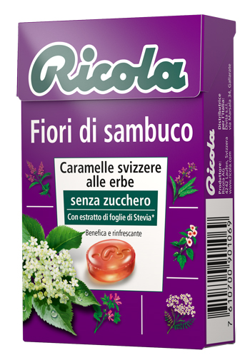 RICOLA FIORI DI SAMBUCO SENZA ZUCCHERO 50 G - Farmacia Dott. Pasquale Russo