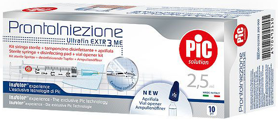 SIRINGA PIC SOLUTION PRONTO INIEZIONE 2,5 ML AGO GAUGE 23 1 1/4 10 PEZZI - Farmacia Dott. Pasquale Russo