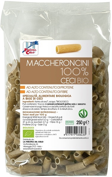 LA FINESTRA SUL CIELO MACCHERONCINI CECI 100% BIO 250 G - Farmacia Dott. Pasquale Russo