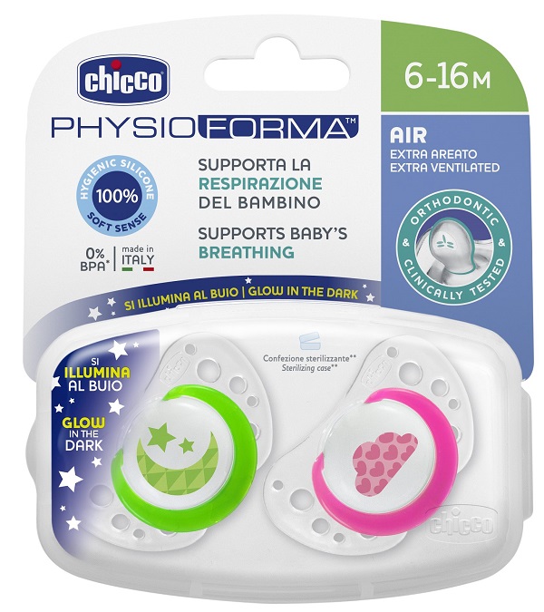 CHICCO SUCCHIETTO AIR LUMI IN SILICONE 6-16 MESI 2 PEZZI - Farmacia Dott. Pasquale Russo