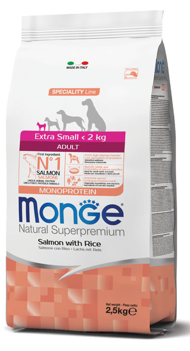 MONGE EXTRA SMALL ADULT SALMONE & RISO 800 G - Farmacia Dott. Pasquale Russo