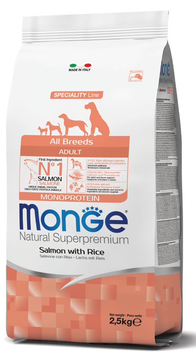 MONGE ALL BREEDS ADULT SALMONE & RISO 2500 G - Farmacia Dott. Pasquale Russo