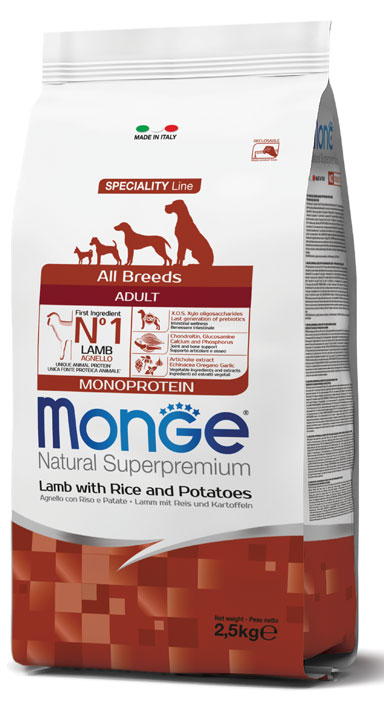 MONGE ALL BREEDS ADULT AGNELLO RISO & PATATE 2500 G - Farmacia Dott. Pasquale Russo