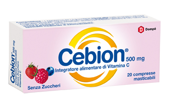 CEBION MASTICABILE SENZA ZUCCHERO VITAMINA C 500 MG 20 COMPRESSE - Farmacia Dott. Pasquale Russo
