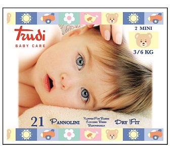 TRUDI BABY CARE PANNOLINI DRY FIT MINI 3/6 KG 21 PEZZI - Farmacia Dott. Pasquale Russo