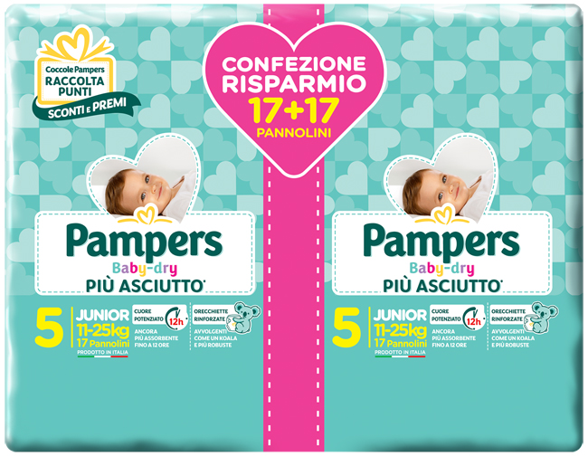 PAMPERS BABY DRYDUO DWCT JUNIOR X 34 PEZZI - Farmacia Dott. Pasquale Russo