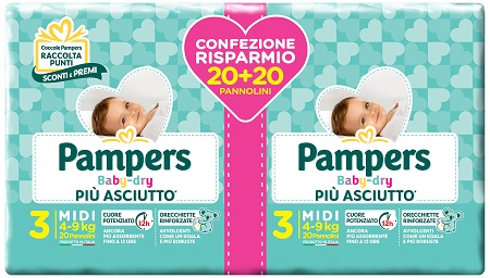 PAMPERS BABY DRY DUO DOWNCOUNT MIDI 40 PEZZI - Farmacia Dott. Pasquale Russo
