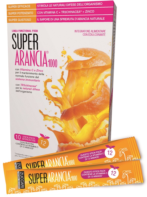 SUPER ARANCIA 1000 10 STICK PACK MONODOSE DA 3,7G INTEGRATORE ALIMENTARE CON EDULCORANTE - Farmacia Dott. Pasquale Russo