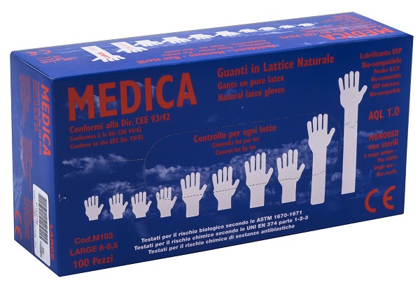 GUANTI LATTICE CON POLVERE LARGE 100 PEZZI GAMMADIS - Farmacia Dott. Pasquale Russo
