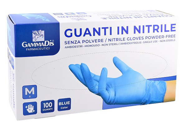 GUANTI NITRILE SENZA POLVERE MEDIUM 100 PEZZI GAMMADIS - Farmacia Dott. Pasquale Russo