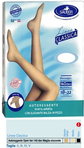 SAUBER AUTOREGGENTE OPEN TOE MAGLIA MICRORETE 140 DEN COLORE NEUTRO BEIGE TAGLIA 4 LINEA CLASSICA - Farmacia Dott. Pasquale Russo