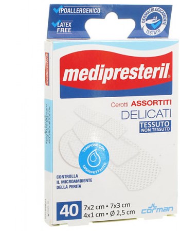 MEDIPRESTERIL CEROTTI DELICATI ASSORTITI 4 FORMATI 40 PEZZI - Farmacia Dott. Pasquale Russo
