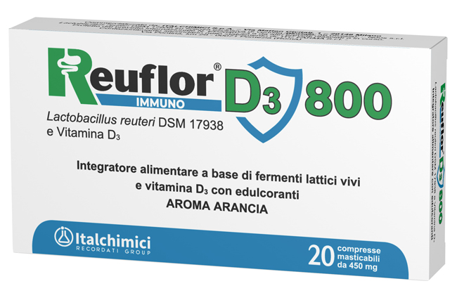 REUFLOR D3 800 20 COMPRESSE MASTICABILI AROMA ARANCIA - Farmacia Dott. Pasquale Russo