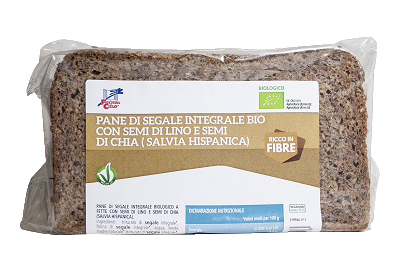 PANE DI SEGALE INTEGRALE CON SEMI DI LINO E SEMI DI CHIA BIO 500 G - Farmacia Dott. Pasquale Russo
