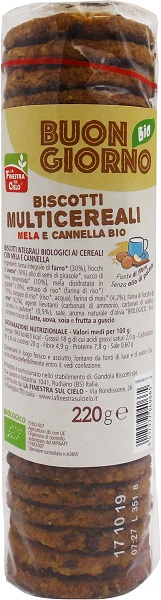 BISCOTTI MULTICEREALI MELA E CANNELLA BIO 220 G - Farmacia Dott. Pasquale Russo