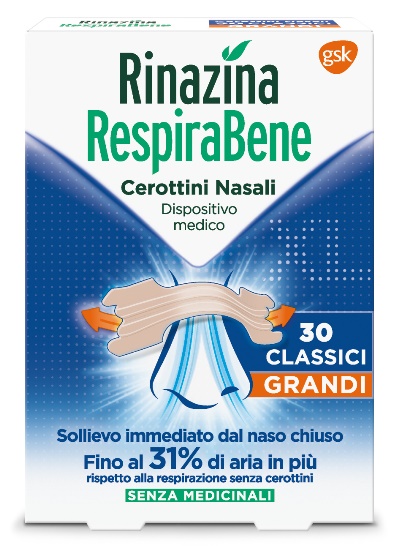 RINAZINA RESPIRABENE CEROTTI NASALI CLASSICI GRANDI CARTON 30 PEZZI - Farmacia Dott. Pasquale Russo