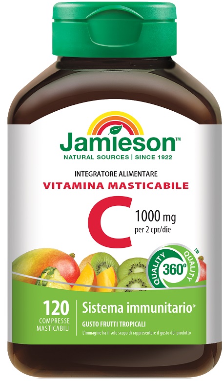 JAMIESON VITAMINA C 1000 120 COMPRESSE MASTICABILI FRUTTI TROPICALI - Farmacia Dott. Pasquale Russo