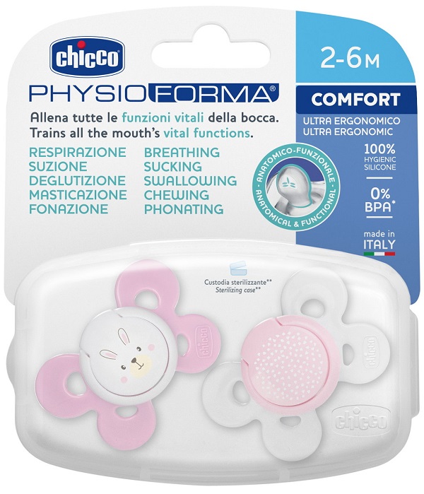 CHICCO SUCCHIETTO COMFORT GIRL SILICONE 2-6 MESI 2 PEZZI - Farmacia Dott. Pasquale Russo